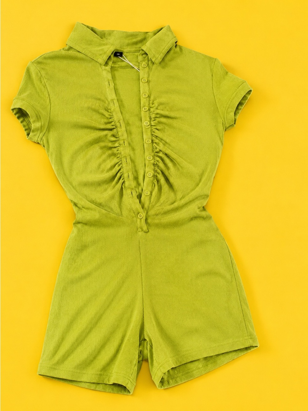 Black Short-Sleeve Romper with White Contrast Stitching